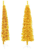 vidaXL K&uuml;nstlicher Halb-Weihnachtsbaum mit St&auml;nder Schlank Gold 240 cm