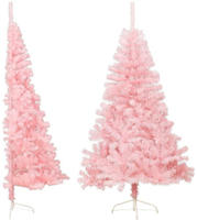 vidaXL K&uuml;nstlicher Halb-Weihnachtsbaum mit St&auml;nder Rosa 180 cm PVC