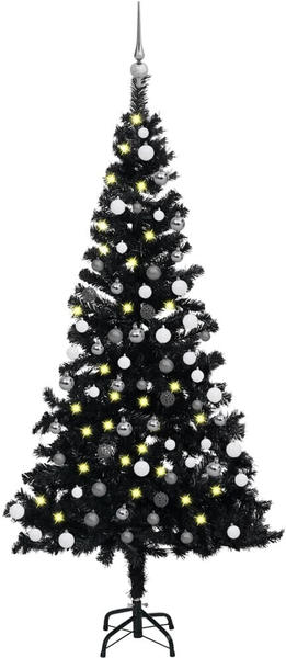 vidaXL Künstlicher Weihnachtsbaum mit LEDs & Kugeln schwarz 120cm (3077674)