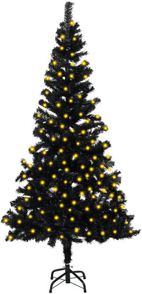 vidaXL Künstlicher Weihnachtsbaum mit LEDs Ständer schwarz 150 cm (3077417)
