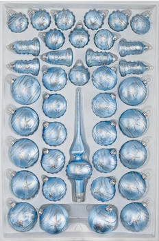 Navidacio Glas-Weihnachtskugeln Set 39-tlg. ice blau / silber / Komet (4U-72WW-6UOI)