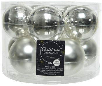 Kaemingk Christbaumkugeln Glas 6cm 10 Stk. silber (140132)