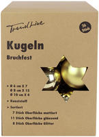 TrendLine Weihnachtskugeln bruchfest, langlebig &Oslash; 6, 8 10 cm Gold 26 St&uuml;ck