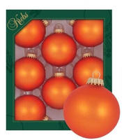Dekohelden24 Lauschaer Christbaumschmuck - 8er Set Kugeln Uni matt orange, 6,7 cm,