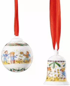 Hutschenreuther Miniglocke + Minikugel Weihnachtsleuchten 2024 2-tlg. (02480-727474-28620)