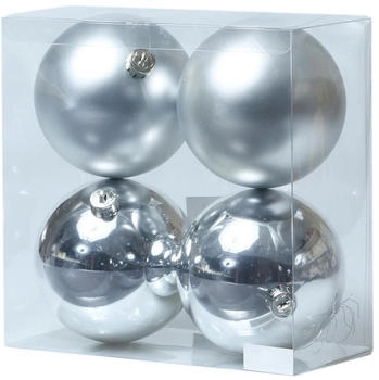 Marelida Christbaumkugeln bruchfest 10cm 4er silber