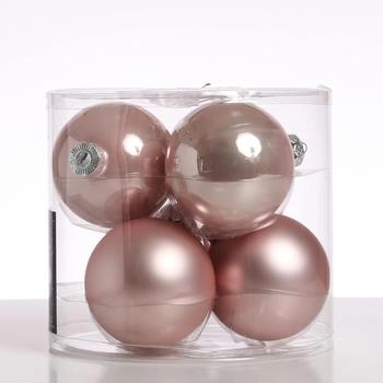 Marelida Christbaumkugeln Glas glänzend matt 8cm 6 Stk. rosa
