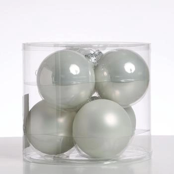 Marelida Christbaumkugeln Glas gl&auml;nzend matt 8cm 6 Stk. wei&szlig;
