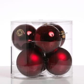 Marelida Christbaumkugeln Glas gl&auml;nzend matt 8cm 6 Stk. rot