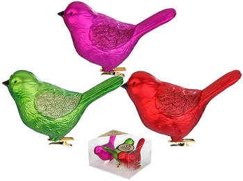 Inge-Glas Vögel auf Clip 9cm 3 Stk. (81247G136)