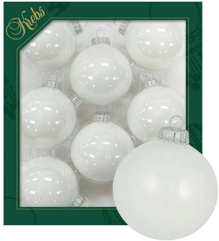Krebs Lauscha Christbaumschmuck 6,7cm 8 Stk. glänzend porzellanweiß (CBK70106)