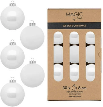 Inge-Glas Kugeln Glas 6cm 30 Stk. pure white (16120P630)