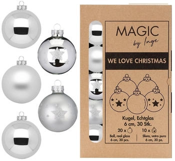 Inge-Glas Kugeln Glas 6cm 30 Stk. frosty silver (12000P415)
