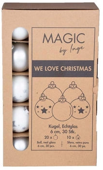 Inge-Glas Kugeln Glas 6cm 30 Stk. just white (15112P415)