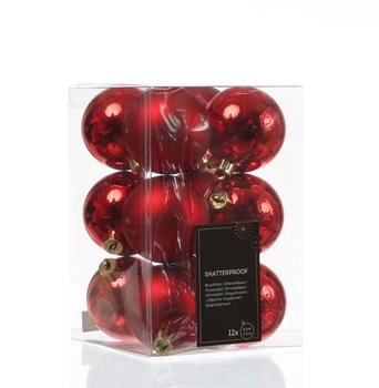 Marelida Weihnachtskugeln bruchfest 6cm 12er glänzend matt rot