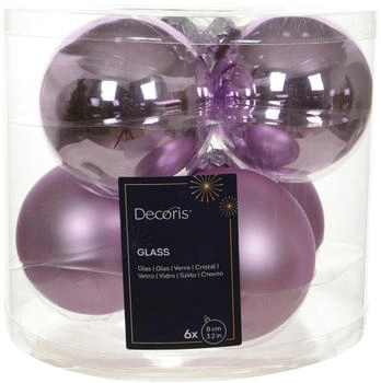 Kaemingk Christmas Decorations 8cm 6 Stk. helllila