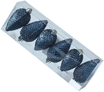 Marelida Tannenzapfen bruchfest glitzernd 8cm 6 Stk. blau
