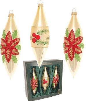 Krebs Lauscha Weihnachtsstern & Beeren 14,8cm 3 Stk.