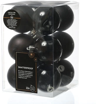 Marelida Weihnachtskugeln bruchfest 6cm 12er glänzend matt schwarz