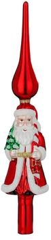 MAGIC by Inge Christbaumspitze Weihnachtsmann 31cm Glas mit Glitzer Rot
