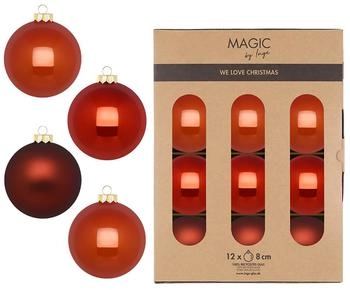 MAGIC by Inge Weihnachtskugeln Glas 8cm 12 St. Warm Terracotta