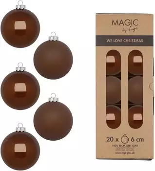 MAGIC by Inge Weihnachtskugeln Glas 6cm 20 St. Creamy Hazelnut