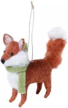 MAGIC by Inge Christbaumschmuck Fuchs Wolle 10cm Figur Orange Weiß Grün