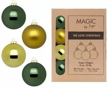 MAGIC by Inge Weihnachtsbaumkugel aus Glas 8cm 12 St. A Hush of Moss