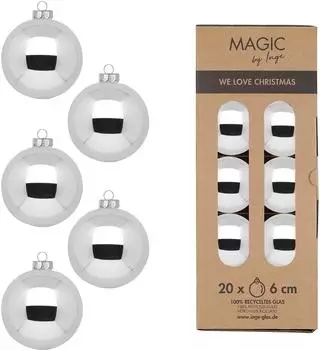 MAGIC by Inge Weihnachtskugeln Glas 6cm 20 St. Shiny Silver
