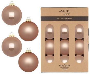 MAGIC by Inge Weihnachtskugeln Glas 8cm 12 St. Golden Sesame