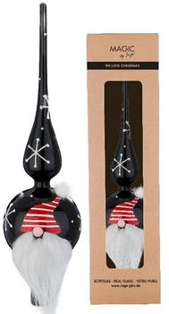 MAGIC by Inge Christbaumspitze Glas mit Weihnachtsmann 31cm Ebony Black