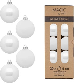 MAGIC by Inge Weihnachtsbaumkugel aus Glas 6cm 20 St. Pure White