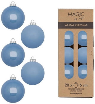 MAGIC by Inge Weihnachtsbaumkugel aus Glas 6cm 20 St. Airy Blue