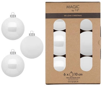 MAGIC by Inge Weihnachtskugeln Glas 10cm 6 St. Pure White