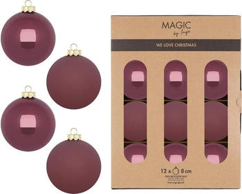 MAGIC by Inge Weihnachtsbaumkugel, Weihnachtskugeln Glas 8cm 12 Stück Dusty Rose