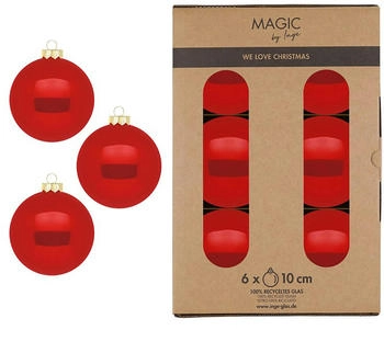 MAGIC by Inge Weihnachtsbaumkugel, Weihnachtskugeln Glas 10cm 6 Stück Modern Red