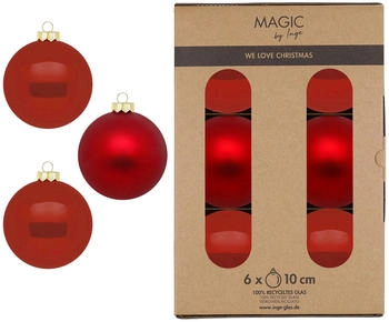 MAGIC by Inge Weihnachtskugeln Glas 10cm 6 Stück Classic Chianti