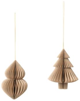 Broste Copenhagen CHRISTMAS MIX Papierhänger natural brown Set2
