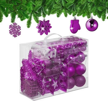 Relaxdays GmbH Weihnachtskugeln im 100er Set Pink,Silber,Schwarz