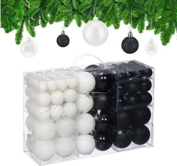 Relaxdays GmbH Weihnachtskugeln im Set Schwarz,Silber,Schwarz