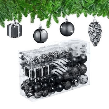 Relaxdays GmbH Weihnachtskugeln im 72er Set Schwarz,Schwarz