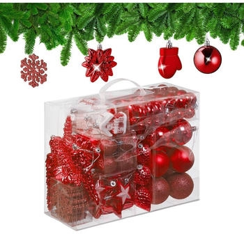 Relaxdays GmbH Weihnachtskugeln im 100er Set Rot,Silber,Schwarz