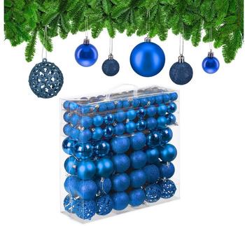 Relaxdays GmbH Weihnachtskugeln im 150er Set Blau,Silber