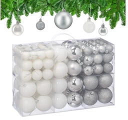Relaxdays GmbH Weihnachtskugeln im Set Silber,Schwarz