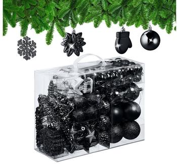Relaxdays GmbH Weihnachtskugeln im 100er Set Schwarz,Silber,Schwarz