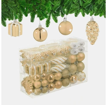 Relaxdays GmbH Weihnachtskugeln im 72er Set Creme,Schwarz