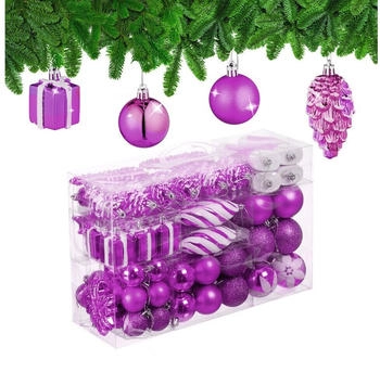 Relaxdays GmbH Weihnachtskugeln im 72er Set Pink,Schwarz