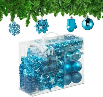 Relaxdays GmbH Weihnachtskugeln im 100er Set Silber,Türkis,Schwarz