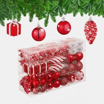 Relaxdays GmbH Weihnachtskugeln im 72er Set Rot,Schwarz