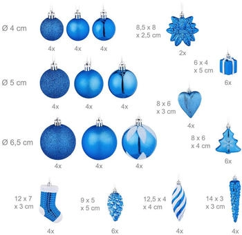 Relaxdays GmbH Weihnachtskugeln im 72er Set Blau,Schwarz